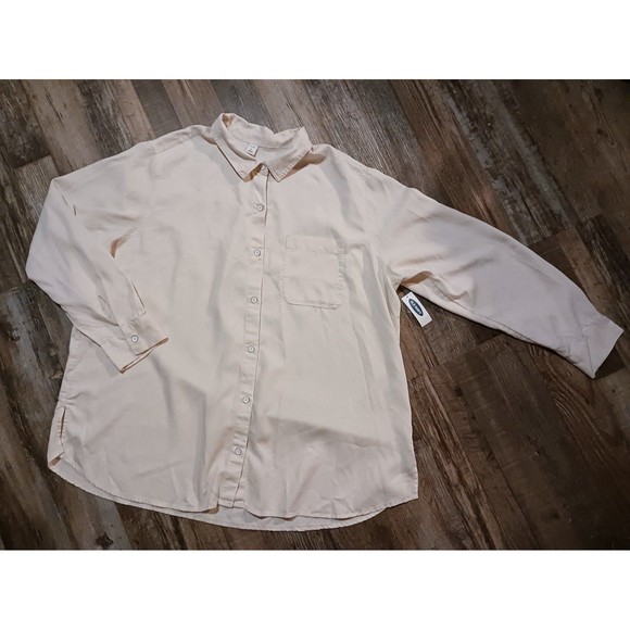 Old Navy Women's Long Sleeve Button Down Shirt 2XL Cream - Picture 2 of 9